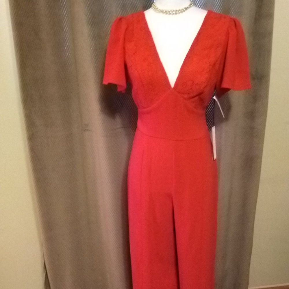 NEW june & hudson Red Wide Leg Jumpsuit